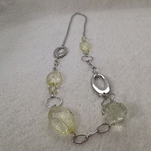 Green stone & Circle Necklace